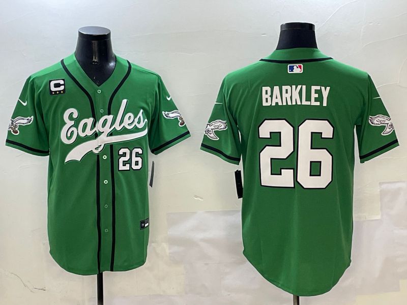 Men Philadelphia Eagles 26 Barkley Green three generations Jointly Name 2025 Nike Limited NFL Jersey style 2